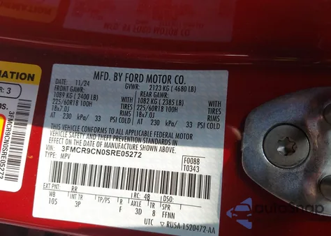 2025 Ford Bronco Sport Outer Banks z USA, uszkodzony, nr VIN 3FMCR9CN0SRE05272